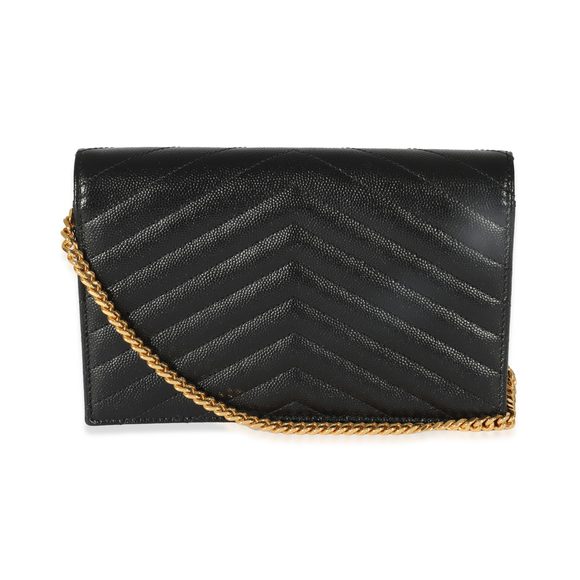 Saint Laurent Black Matelasse Cassandre Envelope Chain Wallet - Picture 3 of 8